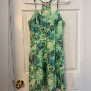 Candie's Green Sundress Sleeveless Halter Wedding Guest
